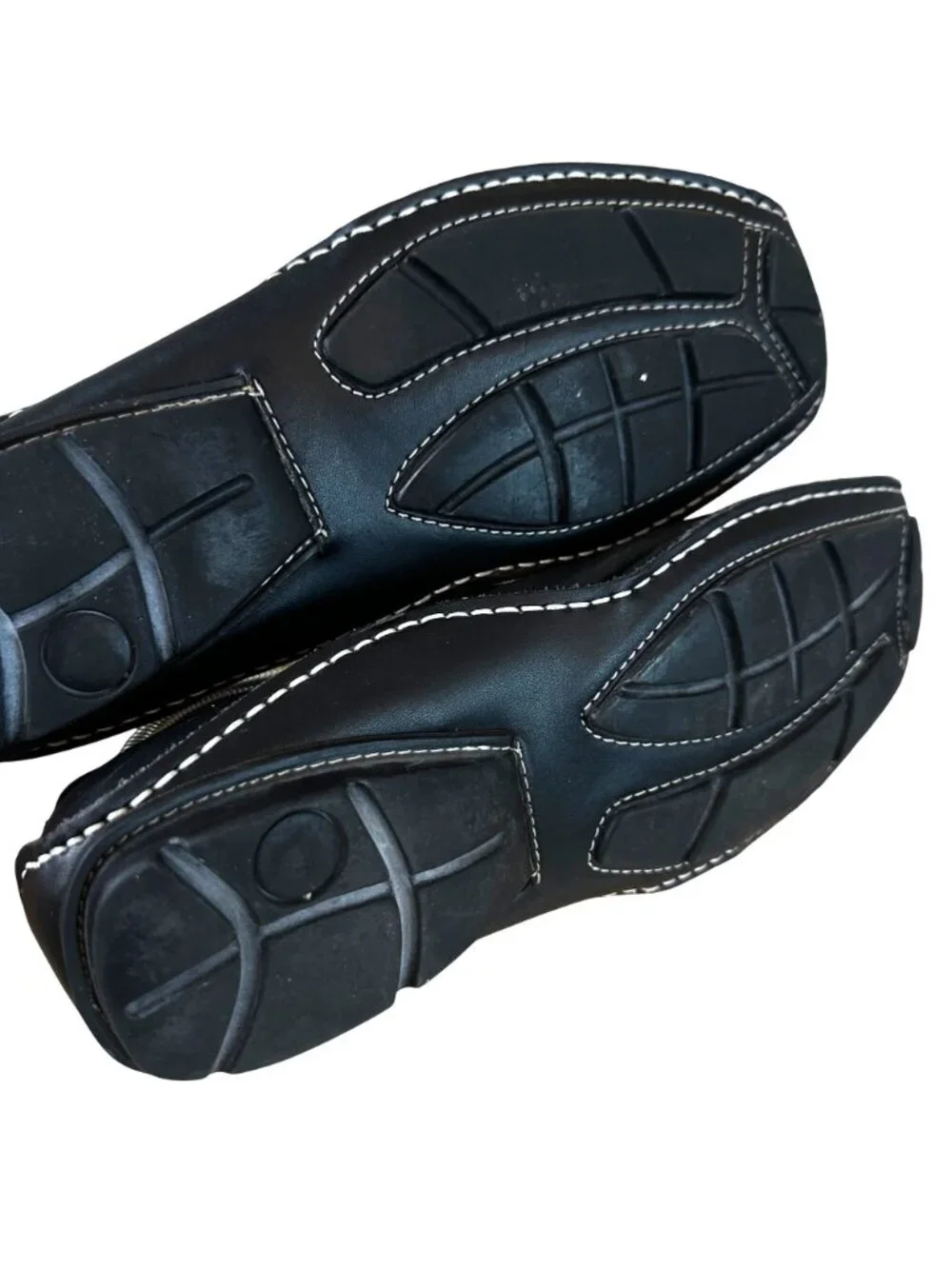 Steve Madden Size 8.5 Upper Leather Slip-On Loafers Contrast Stitching Black